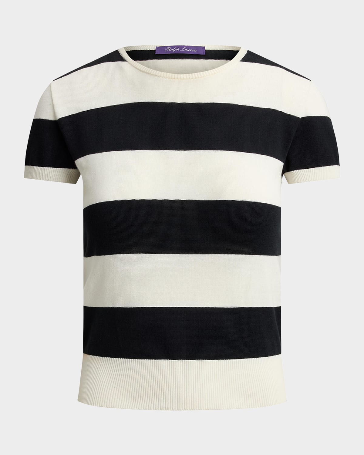 Ralph Lauren Collection Striped Cotton-Silk Short-Sleeve Sweater