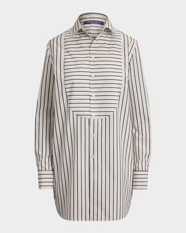 Ralph Lauren Collection Striped Cotton Poplin Bib-Front Shirt