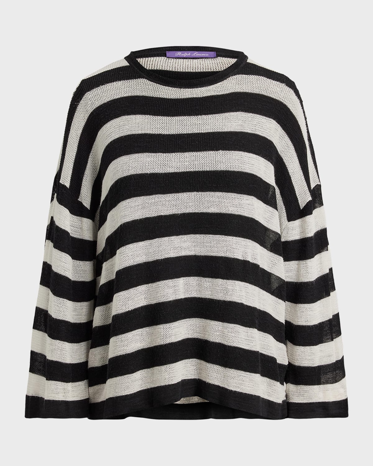 Ralph Lauren Collection Striped Silk-Linen Crewneck Sweater