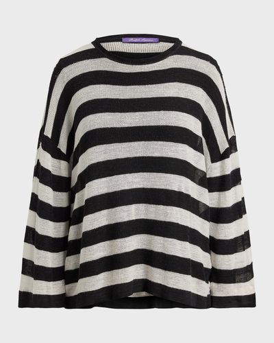 Ralph Lauren Collection Striped Silk-Linen Crewneck Sweater