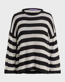 Ralph Lauren Collection Striped Silk-Linen Oversized Top
