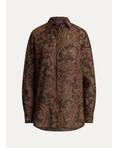 Ralph Lauren Collection Trayna Paisley Cotton Voile Shirt