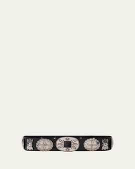 Ralph Lauren Collection Vacchetta Concho Leather Belt