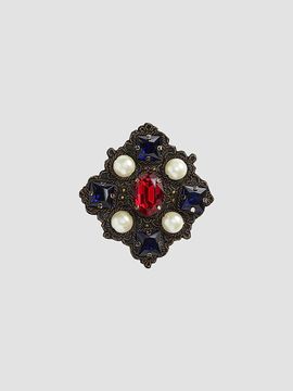 Ralph Lauren Collection Women's Antiqued Pearl & Stone Flat Brooch