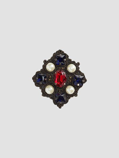 Ralph Lauren Collection Women's Antiqued Pearl & Stone Flat Brooch