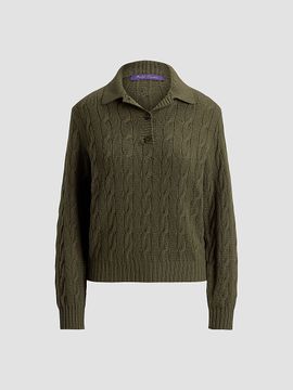 Ralph Lauren Collection Women's Cable-Knit Cashmere Polo Sweater
