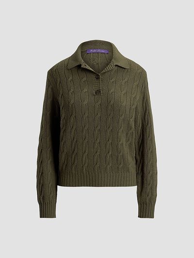 Ralph Lauren Collection Women's Cable-Knit Cashmere Polo Sweater