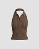 Ralph Lauren Collection Women's Cable-Knit Halter Polo Sweater - 1