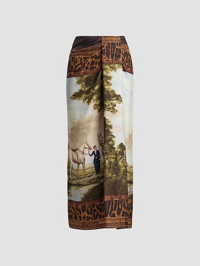 Ralph Lauren Collection Women's Debbie Silk Scenic Midi Skirt