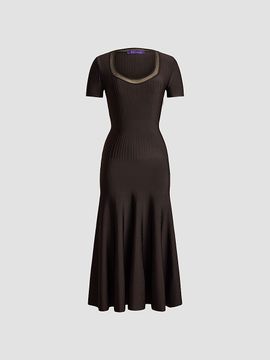 Ralph Lauren Collection Women's Gwenn Sheer-Trim Sweater Day Dress