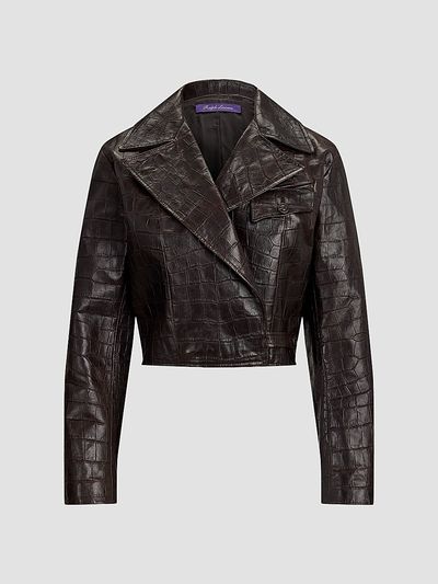 Ralph Lauren Collection Women's Jaxson Croc-Embossed Leather Moto Jacket
