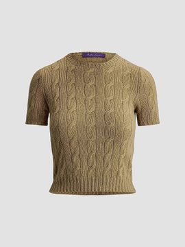 Ralph Lauren Collection Women's Lofty Cashmere Cable-Knit Short-Sleeve Sweater