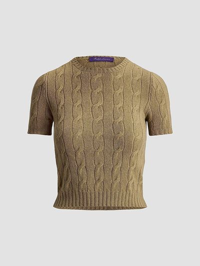 Ralph Lauren Collection Women's Lofty Cashmere Cable-Knit Short-Sleeve Sweater