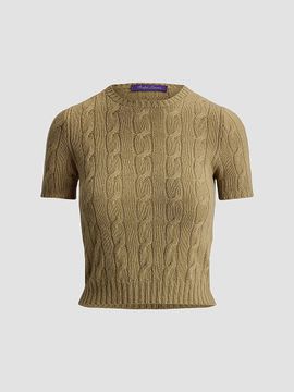 Ralph Lauren Collection Women's Lofty Cashmere Short-Sleeve Cable-Knit Sweater