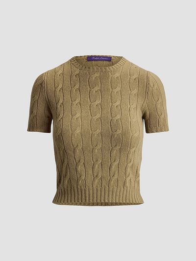 Ralph Lauren Collection Women's Lofty Cashmere Short-Sleeve Cable-Knit Sweater