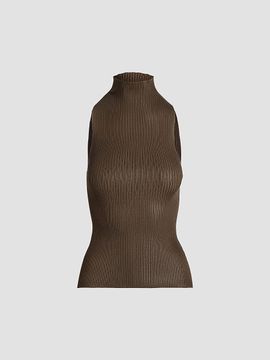 Ralph Lauren Collection Women's Rib-Knit Sleeveless Mock Turtleneck Sweater
