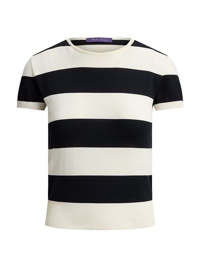 Ralph Lauren Collection Women's Striped Cotton-Silk Short-Sleeve Sweater