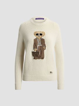 Ralph Lauren Collection Women's Summer Polo Bear Silk Crewneck Sweater