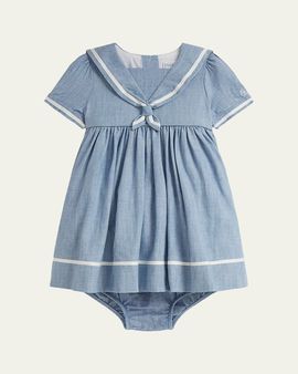 Ralph Lauren Girl's Chambray Sailor Dress & Bloomers Set