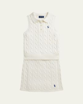 Ralph Lauren Little Girl's & Girl's Cotton Polo Sweater & Faux-Wrap Skirt