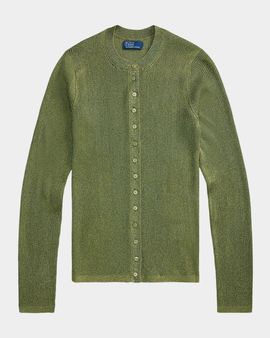 Ralph Lauren Metallic Rib Crewneck Cardigan