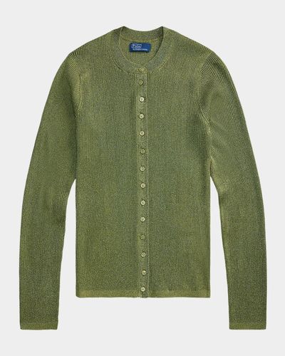 Ralph Lauren Metallic Rib Crewneck Cardigan