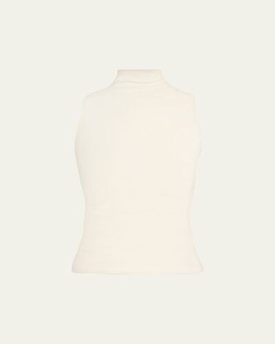 Ralph Lauren Naomie Rib-Knit Stretch Silk Top