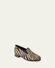 Ralph Lauren Purple Label Alonzo Zebra-Print Linen Slipper - 3