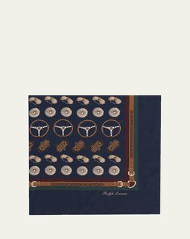 Ralph Lauren Purple Label Automotive-Print Silk Square Scarf