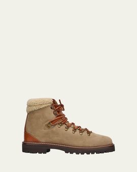 Ralph Lauren Purple Label Halpin Shearling-Trim Calf-Suede Boot