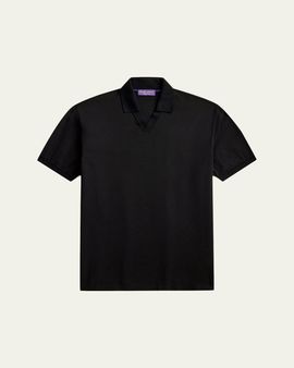 Ralph Lauren Purple Label Men's Cotton and Cashmere Short-Sleeve Polo Sweater