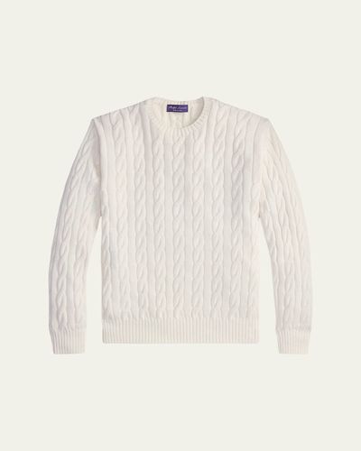 Ralph Lauren Purple Label Men's Cotton and Silk Cable Knit Crewneck Sweater