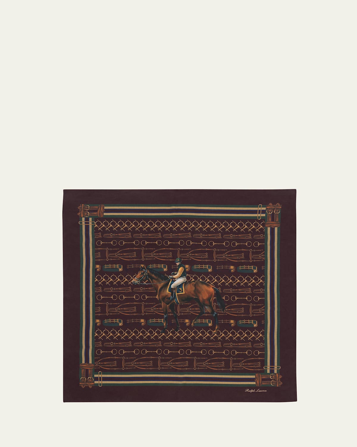 Ralph Lauren Purple Label Men's Equestrian-Print Silk Square Scarf