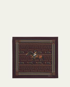 Ralph Lauren Purple Label Men's Equestrian-Print Silk Square Scarf