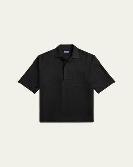 Ralph Lauren Purple Label Men's Linen and Silk Relaxed Basketweave Polo Shirt