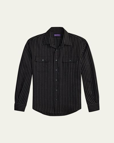 Ralph Lauren Purple Label Men's Pinstripe Wool/Linen Sport Shirt