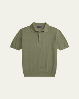 Ralph Lauren Purple Label Men's Silk-Blend Short-Sleeve Polo Sweater