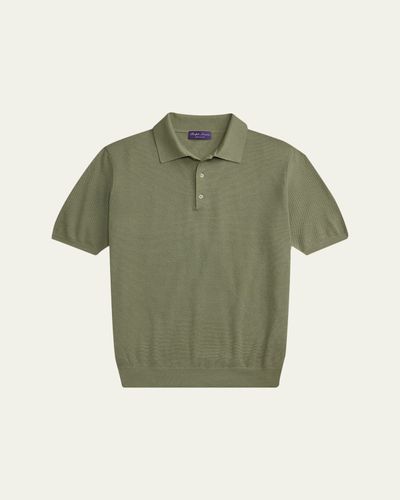 Ralph Lauren Purple Label Men's Silk-Blend Short-Sleeve Polo Sweater