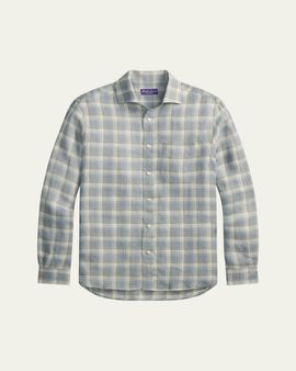 Ralph Lauren Purple Label Men's Twill Plaid Pocket Button-Down Shirt