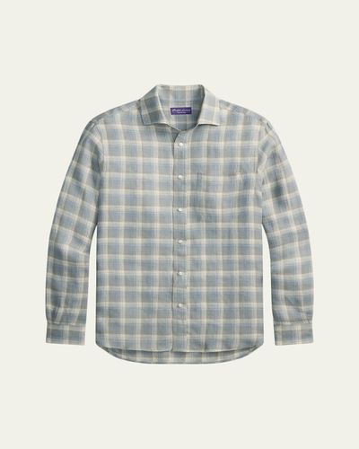 Ralph Lauren Purple Label Men's Twill Plaid Pocket Button-Down Shirt
