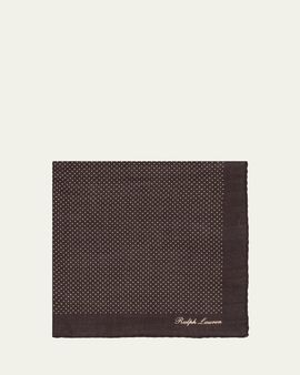 Ralph Lauren Purple Label Pin Dot Cashmere-Silk Pocket Square
