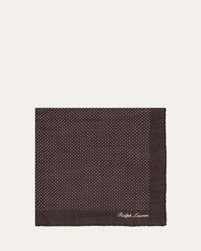 Ralph Lauren Purple Label Pin Dot Cashmere-Silk Pocket Square