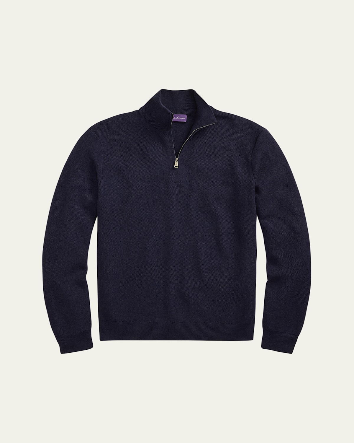 Ralph Lauren Purple Label Piqué-Knit Wool Quarter-Zip Sweater