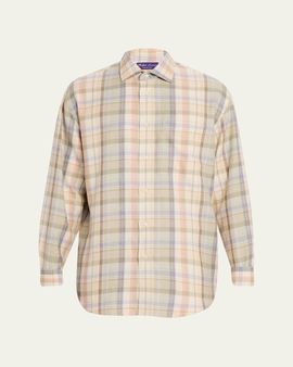 Ralph Lauren Purple Label Plaid Hemp-Cotton Shirt