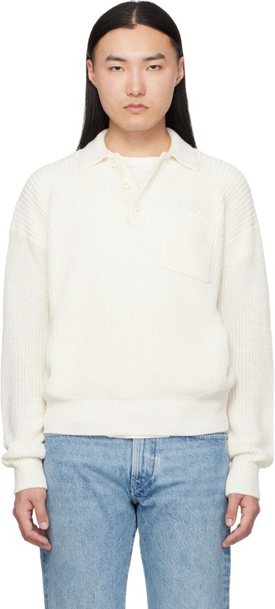 Ralph Lauren Purple Label Ralph Lauren Purple Label White Silk Linen Polo Sweater