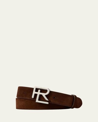 Ralph Lauren Purple Label RL-Buckle Calf-Suede Belt