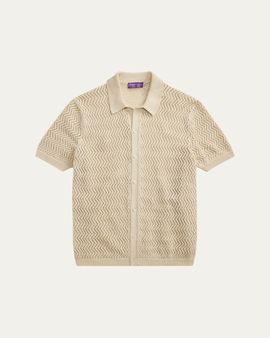 Ralph Lauren Purple Label Textured Cotton Short-Sleeve Cardigan