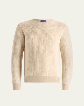 Ralph Lauren Purple Label Textured Herringbone Cashmere Sweater