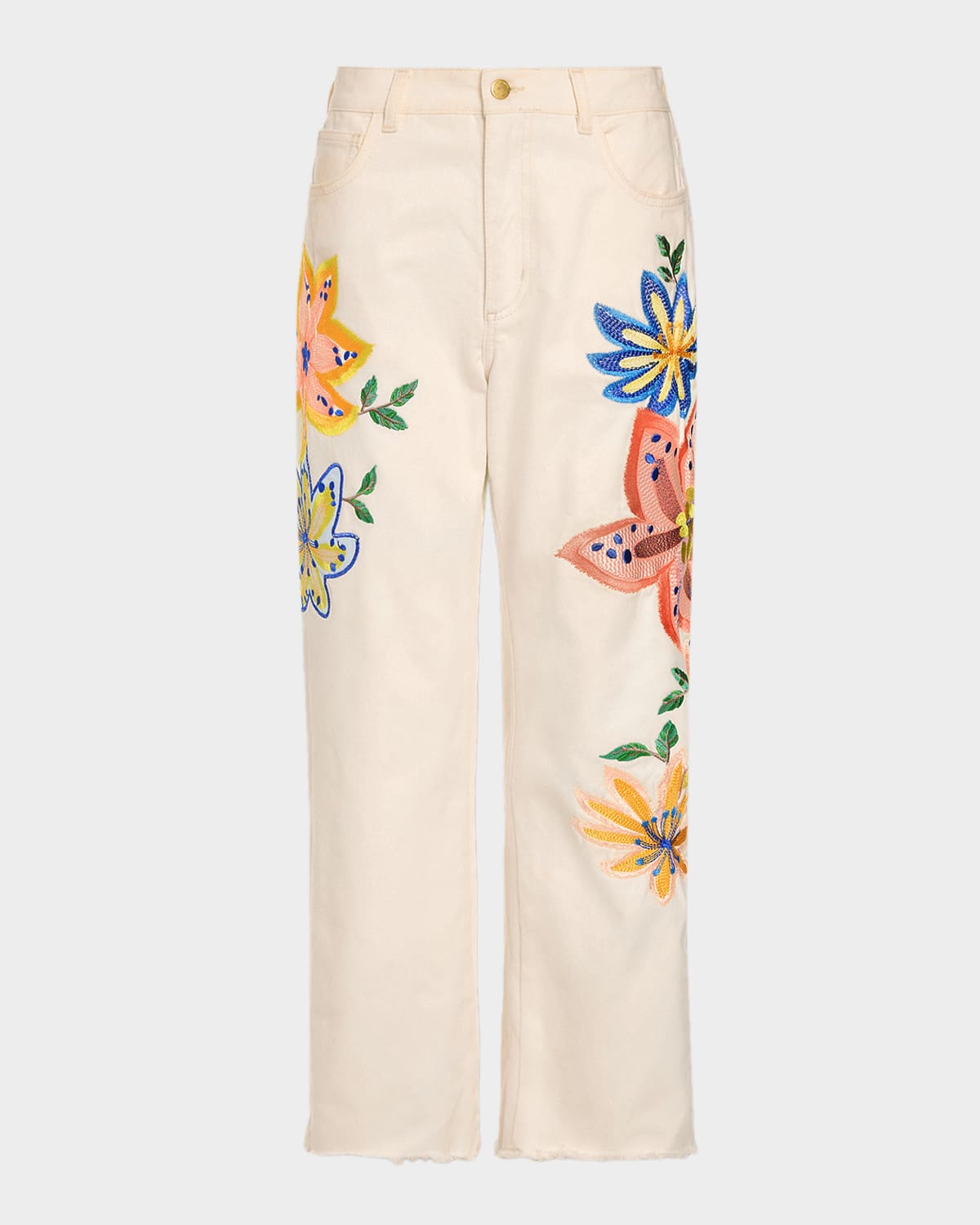 Ramy Brook Amber Floral Embroidered Straight-Leg Jeans
