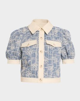 Ramy Brook Ardith Sequined Embroidered Button-Front Top